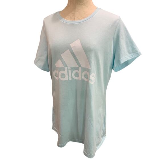 1X Adidas Womens New Logo Basic Tshirt Almost Blue HL2025 - Picture 1 of 8